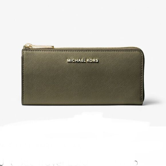 Michael Kors Jet Set Travel Large Saffiano Leather Quarter-Zip Wallet Bag Purse - Picture 11 of 12